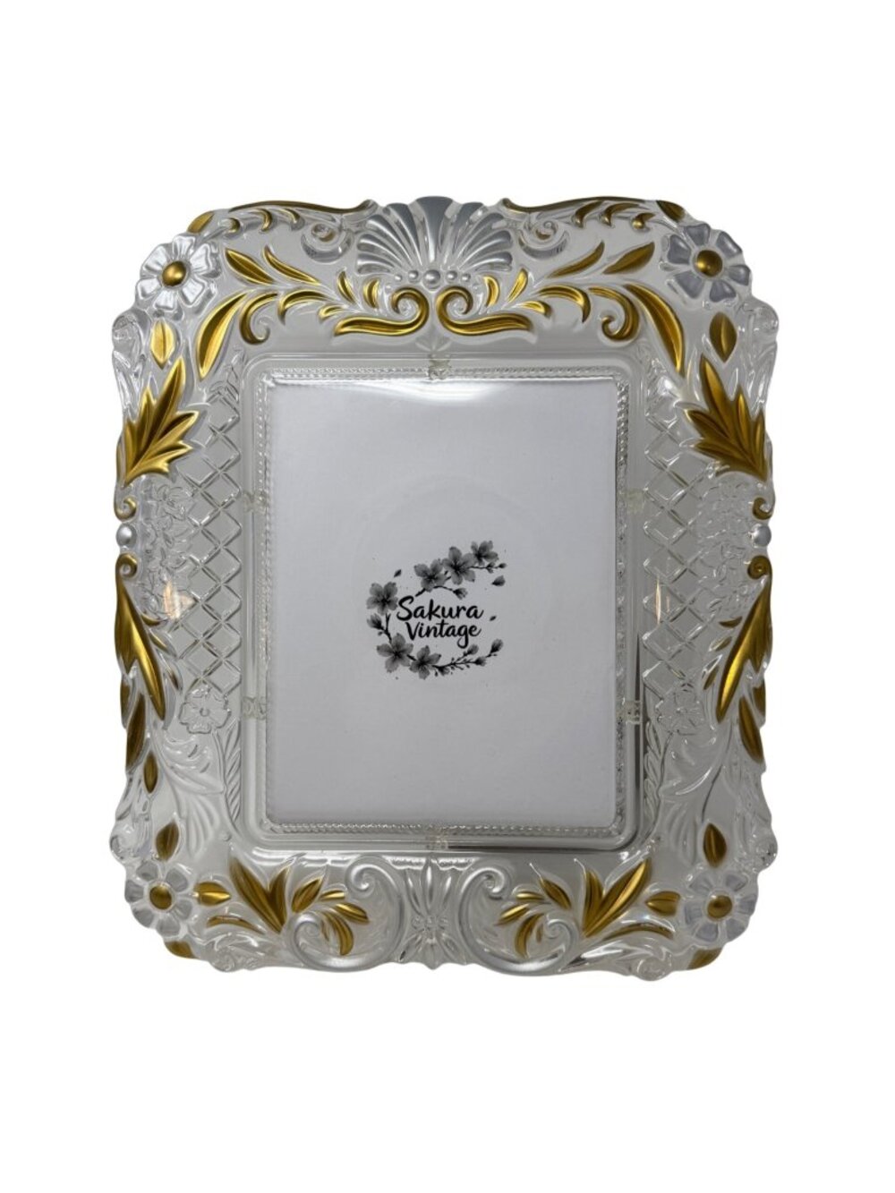 Vintage Tabletop Lead Crystal Photo Frame 15 x 12.75" (8x10" Photo)  Circa 1990s